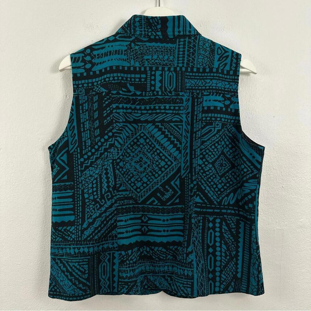 Chico's Abstract Blue/Black Button Up Vest Women's Size 1M ... - Picture 2 of 4